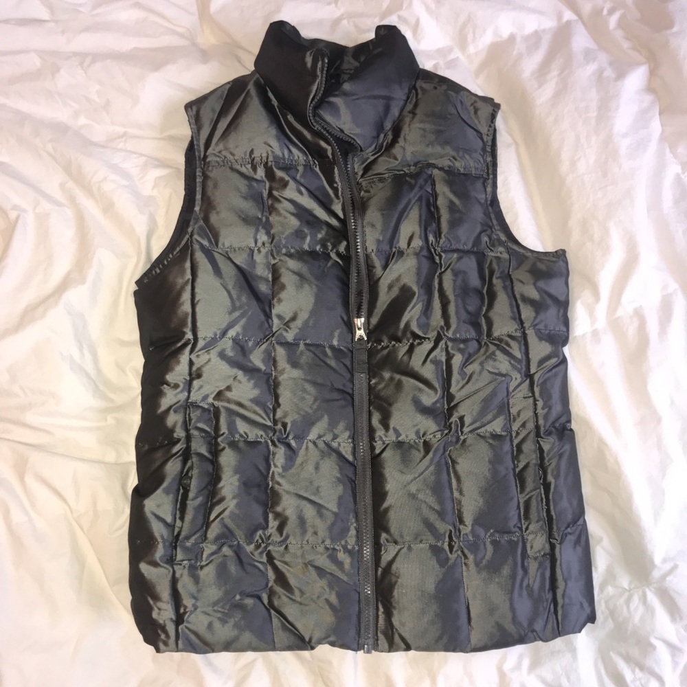 Lands’ End Shiny Gray Down Vest